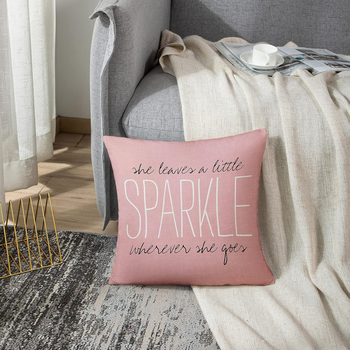 Blush Body Pillow Cover, Long Pillowcase with Zipper 16x16In