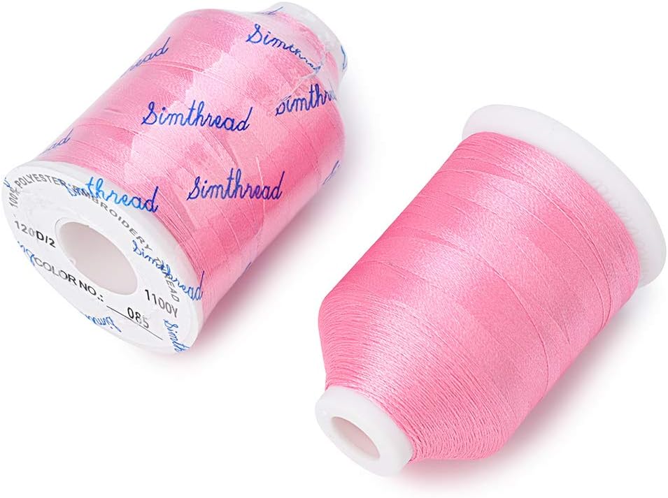 6 Pink Polyester Machine Embroidery Threads 1000M(1100Yards) for Brother Babylock Janome Pfaff Singer Bernina Home Embroidery and Sewing Machines (Pink)