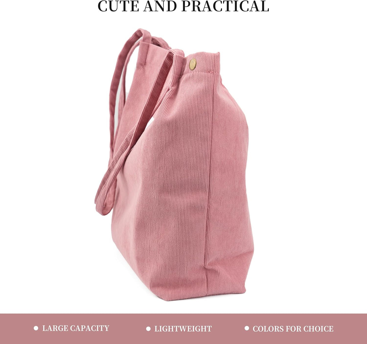 Cute Corduroy Tote Bag Canvas Shoulder Handbags for Women Travel Shopping