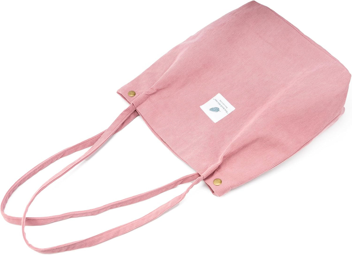 Cute Corduroy Tote Bag Canvas Shoulder Handbags for Women Travel Shopping