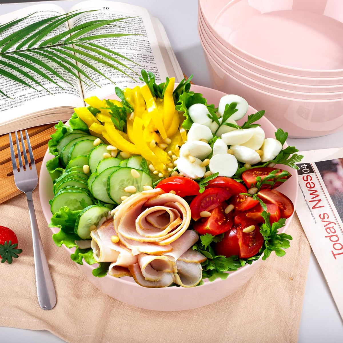 8 Pack Pink Serving Bowls for Party
