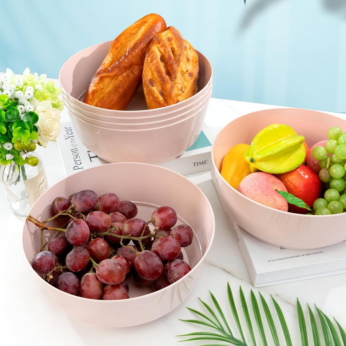 8 Pack Pink Serving Bowls for Party