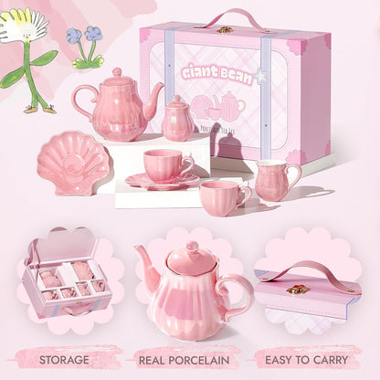Porcelain Tea Set, Pearl Pink Real Tea Party Set