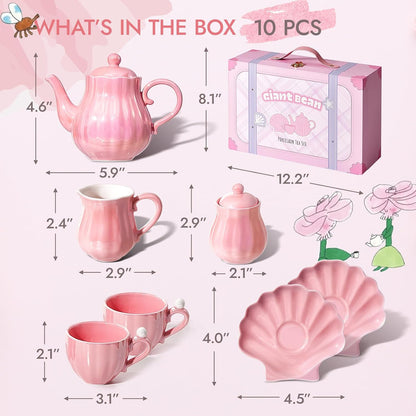 Porcelain Tea Set, Pearl Pink Real Tea Party Set
