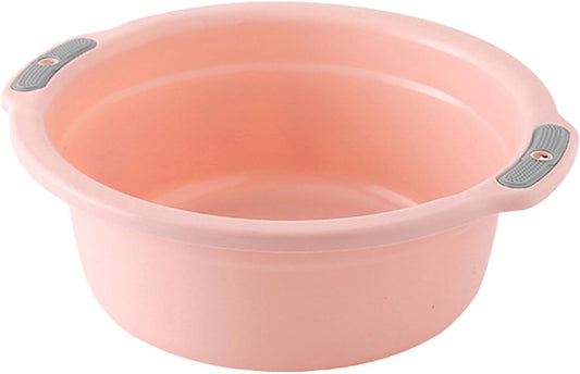 Plastic Washing Basin, Multipurpose Light Face Baby Adult Foot Washbasin Household Washing Basin with Double Handles for Home Bathroom (Large‑Peach Pink)
