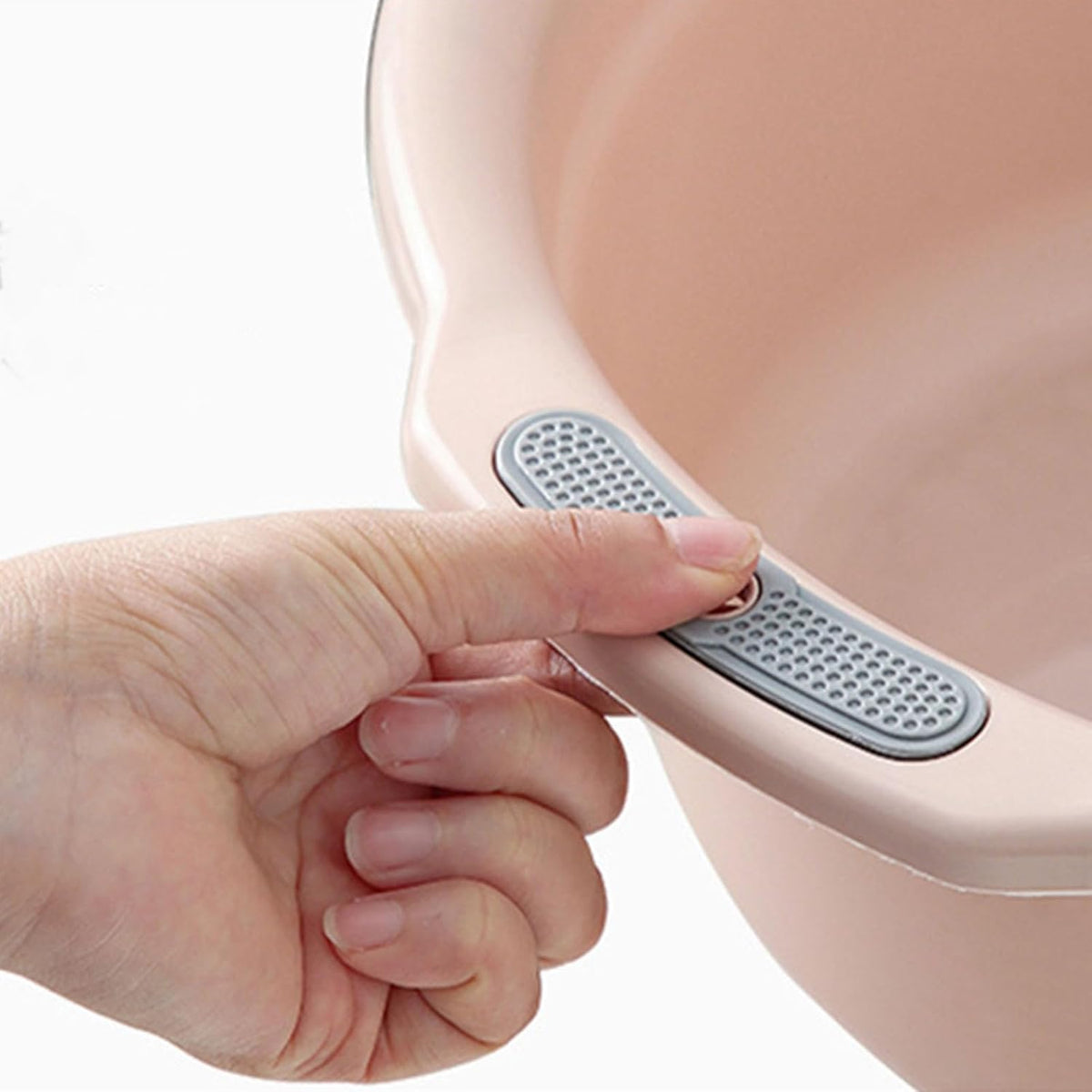 Plastic Washing Basin, Multipurpose Light Face Baby Adult Foot Washbasin Household Washing Basin with Double Handles for Home Bathroom (Large‑Peach Pink)