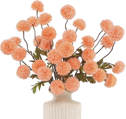 6pcs Artificial Flowers Faux Silk Pompon Mum Chrysanthemum Ball