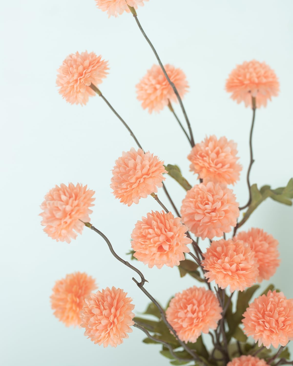 6pcs Artificial Flowers Faux Silk Pompon Mum Chrysanthemum Ball