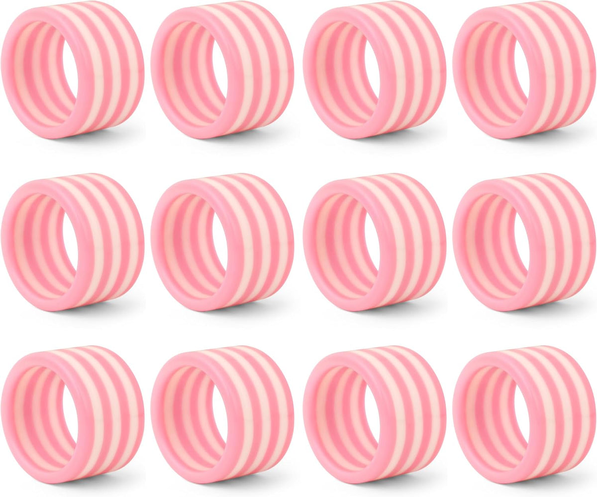 Pink Resin Napkin Rings for Weddings, Set of 12