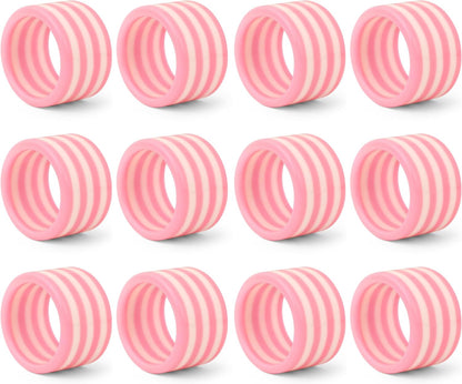 Pink Resin Napkin Rings for Weddings, Set of 12