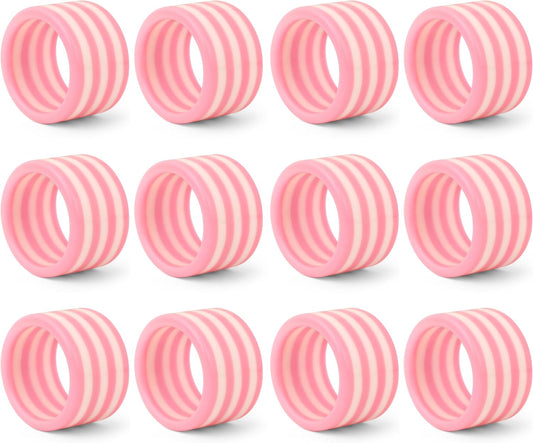 Pink Resin Napkin Rings for Weddings, Set of 12