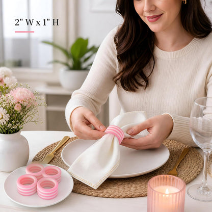 Pink Resin Napkin Rings for Weddings, Set of 12