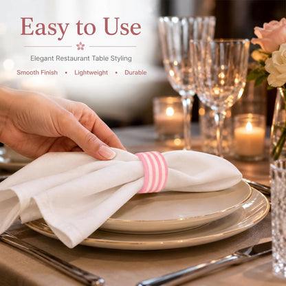 Pink Resin Napkin Rings for Weddings, Set of 12