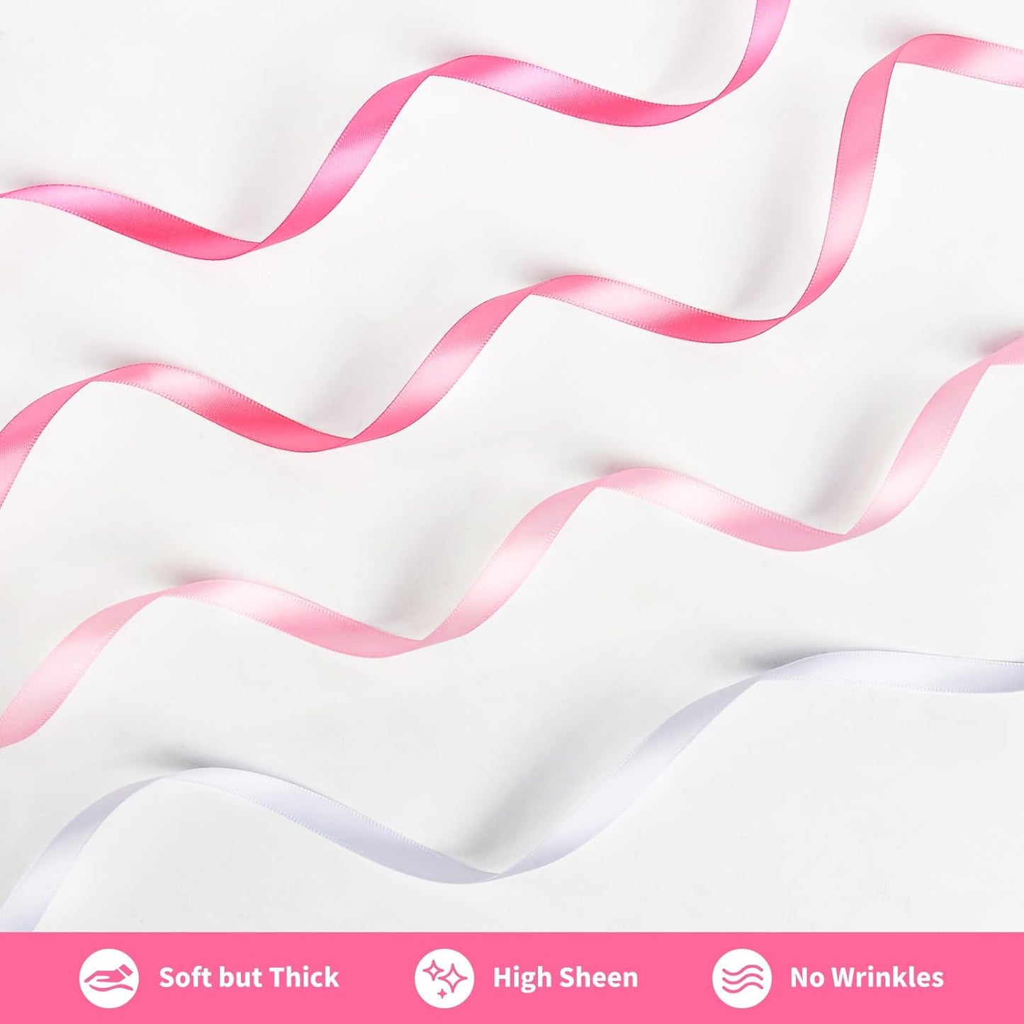 3/8 Inch Pink Satin Ribbon, 4 Rolls Total 40 Yards, Double Faced Mixed Pink Thin Ribbon for Gift Wrapping, Flower Bouquets, Crafts, Wedding, Graduation Decorations