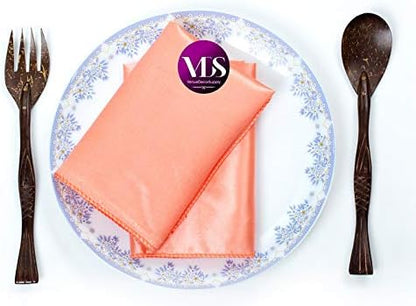 12 Pieces | Satin Napkins 20 x 20 Inch Square | Kitchen & Dinner Table Napkins Cloths Handkerchief for Restaurant Bistro Wedding Christmas Birthday Party Dinner Decoration (Peach)