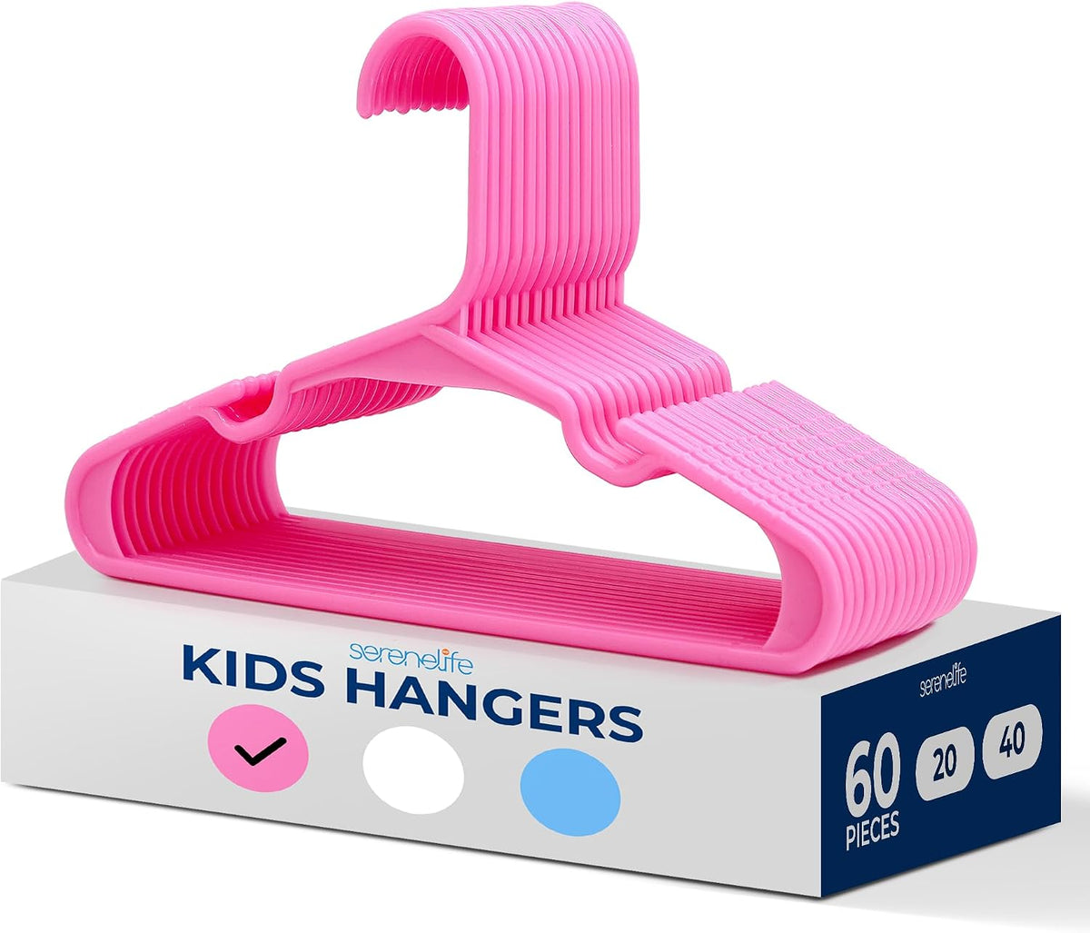 60 Pack Kids Plastic Clothes Hangers for Closet Storage, Pink