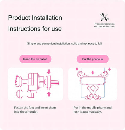 Car Phone Holder Mount for Women [Cute Pink], 2023 Upgrade Gravity Car Phone Mount with Sturdy Air Vent Clip Auto Lock Cell Phone Holder Mount for iPhone Samsung & All Phones