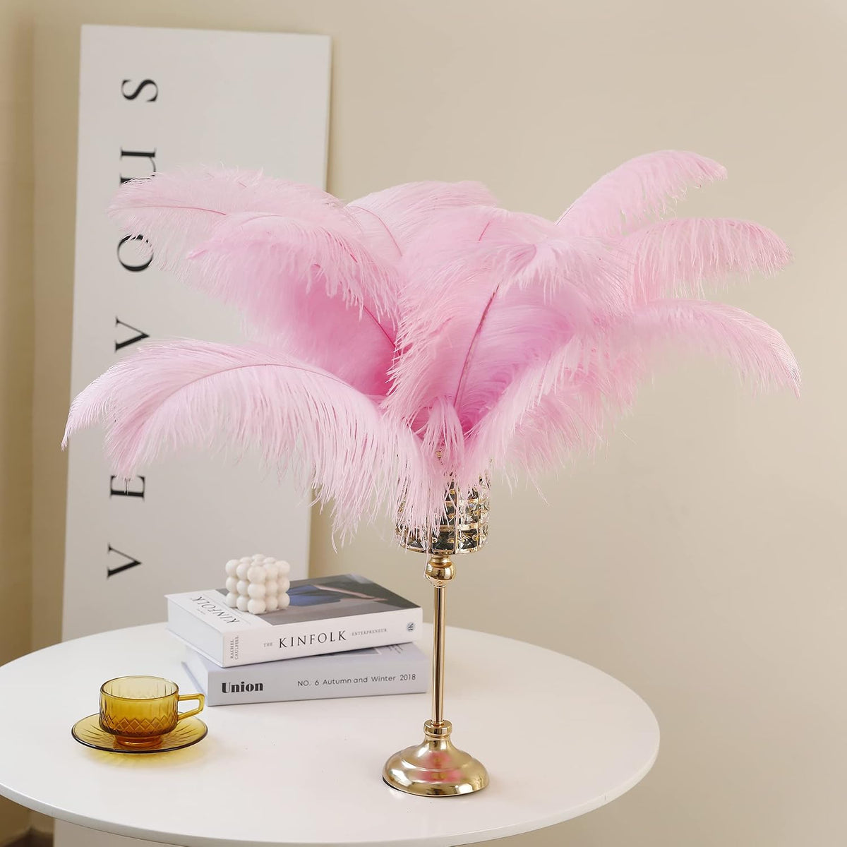 Large Light Pink Ostrich Feathers for Centerpieces,16-18Inch,10Pcs