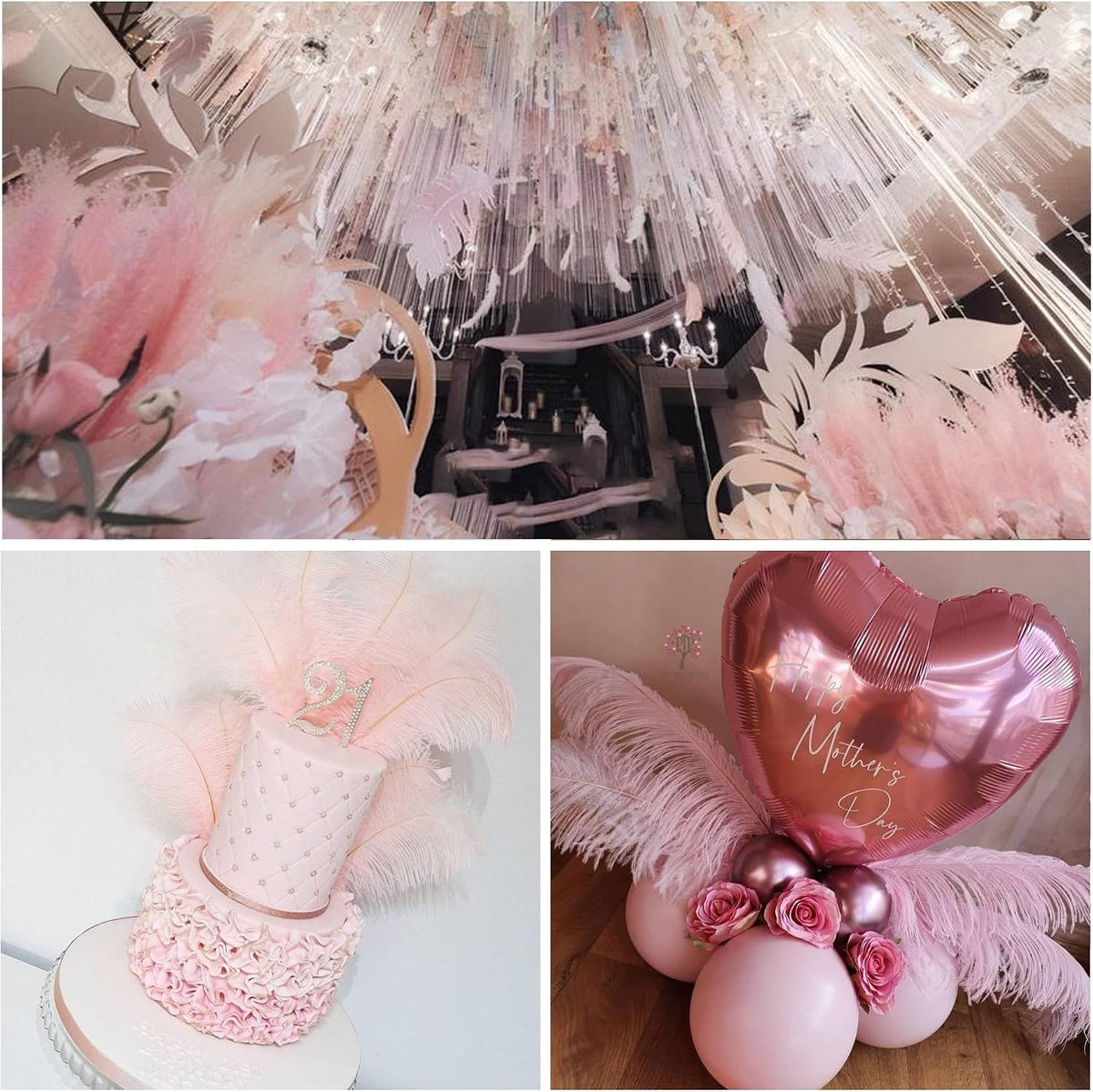 Large Light Pink Ostrich Feathers for Centerpieces,16-18Inch,10Pcs