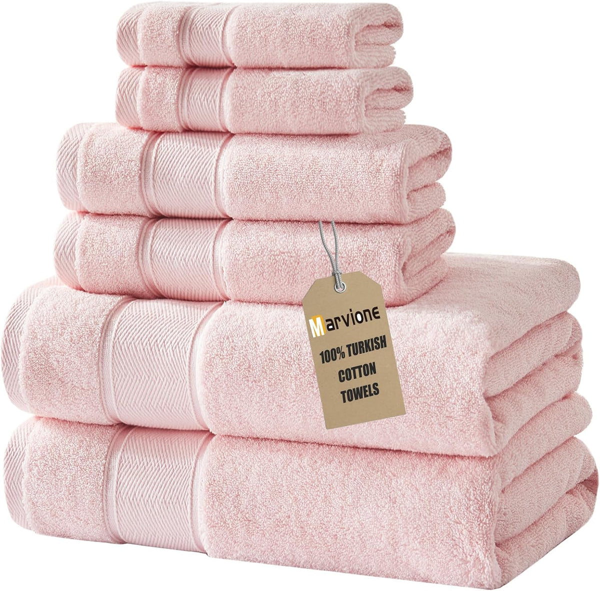 Bath Towels Set 6 Piece, 100% Turkish Cotton Luxury Towels