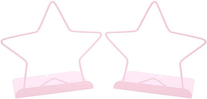 Fashion Star Bookend Non-Skid Metal Book Ends Book Stands for Home Shelves School Office Decoration Kids Study Gift (Pink)