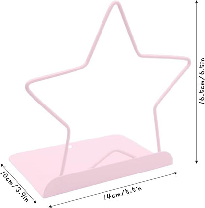 Fashion Star Bookend Non-Skid Metal Book Ends Book Stands for Home Shelves School Office Decoration Kids Study Gift (Pink)