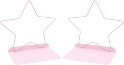 Fashion Star Bookend Non-Skid Metal Book Ends Book Stands for Home Shelves School Office Decoration Kids Study Gift (Pink)