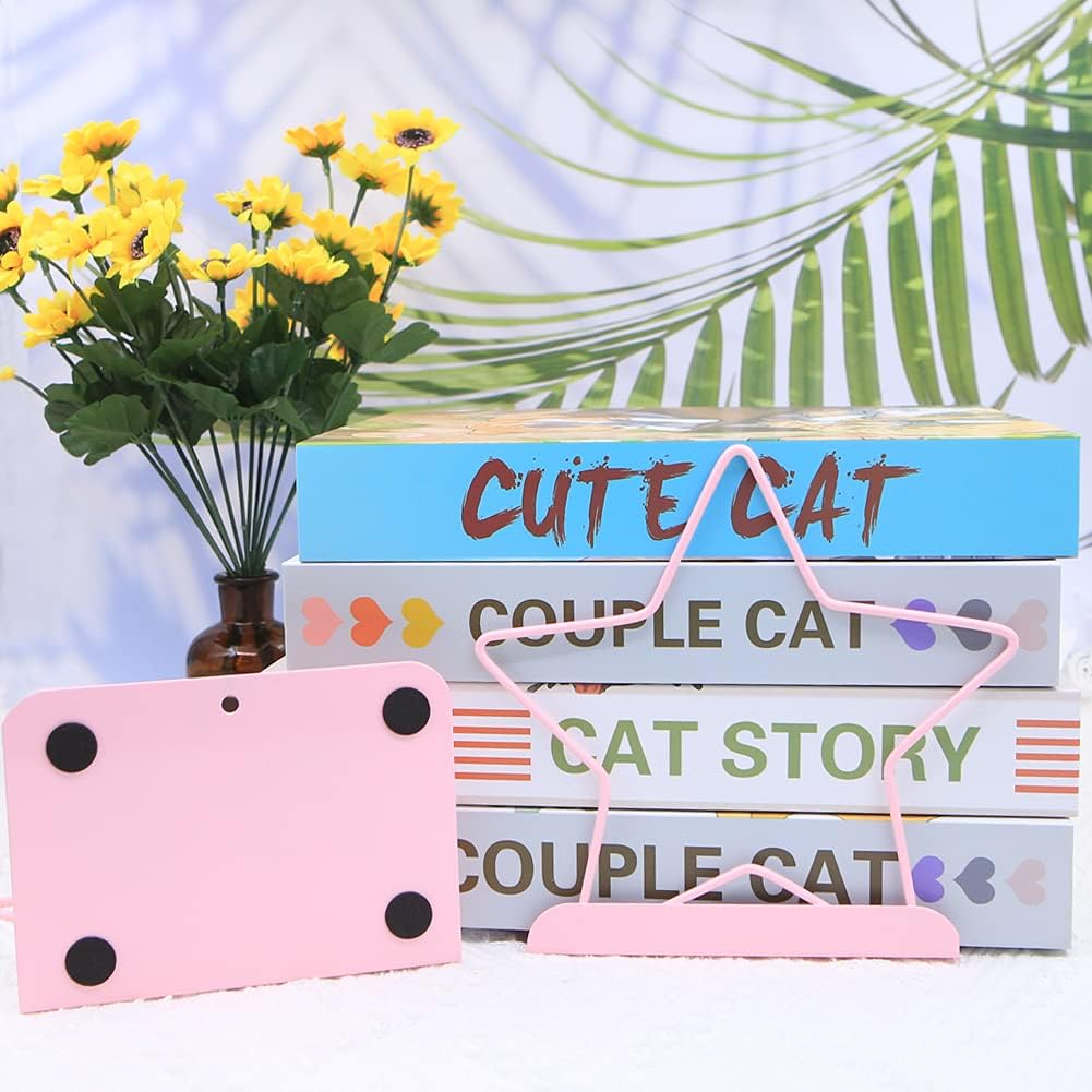 Fashion Star Bookend Non-Skid Metal Book Ends Book Stands for Home Shelves School Office Decoration Kids Study Gift (Pink)
