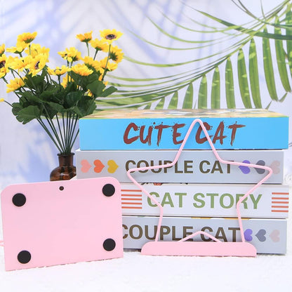 Fashion Star Bookend Non-Skid Metal Book Ends Book Stands for Home Shelves School Office Decoration Kids Study Gift (Pink)