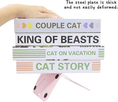 Fashion Star Bookend Non-Skid Metal Book Ends Book Stands for Home Shelves School Office Decoration Kids Study Gift (Pink)