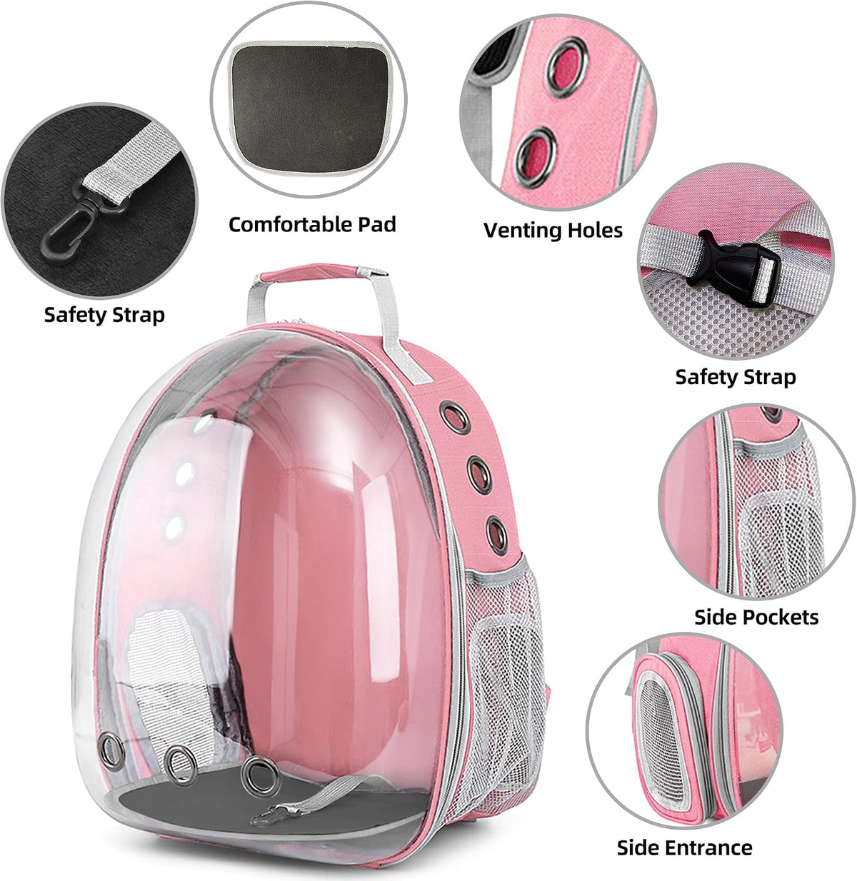 Pet Backpack Carrier,Bubble Backpack Cat Carrier,Pets and Small Dogs,Space Capsule Pet Carrier for Traveling, Walking, Hiking and Outdoor Activities (Pink)