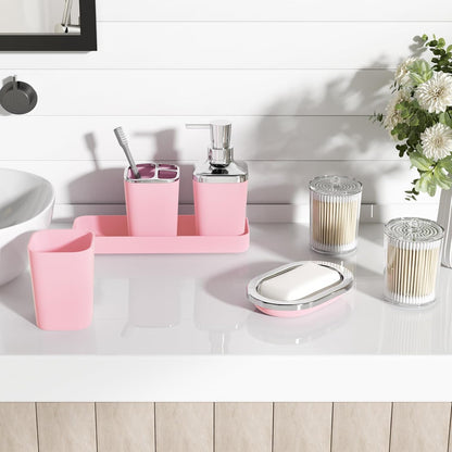 XLHOMO Pink Bathroom Set, 9 Pieces Bathroom Accessory Set