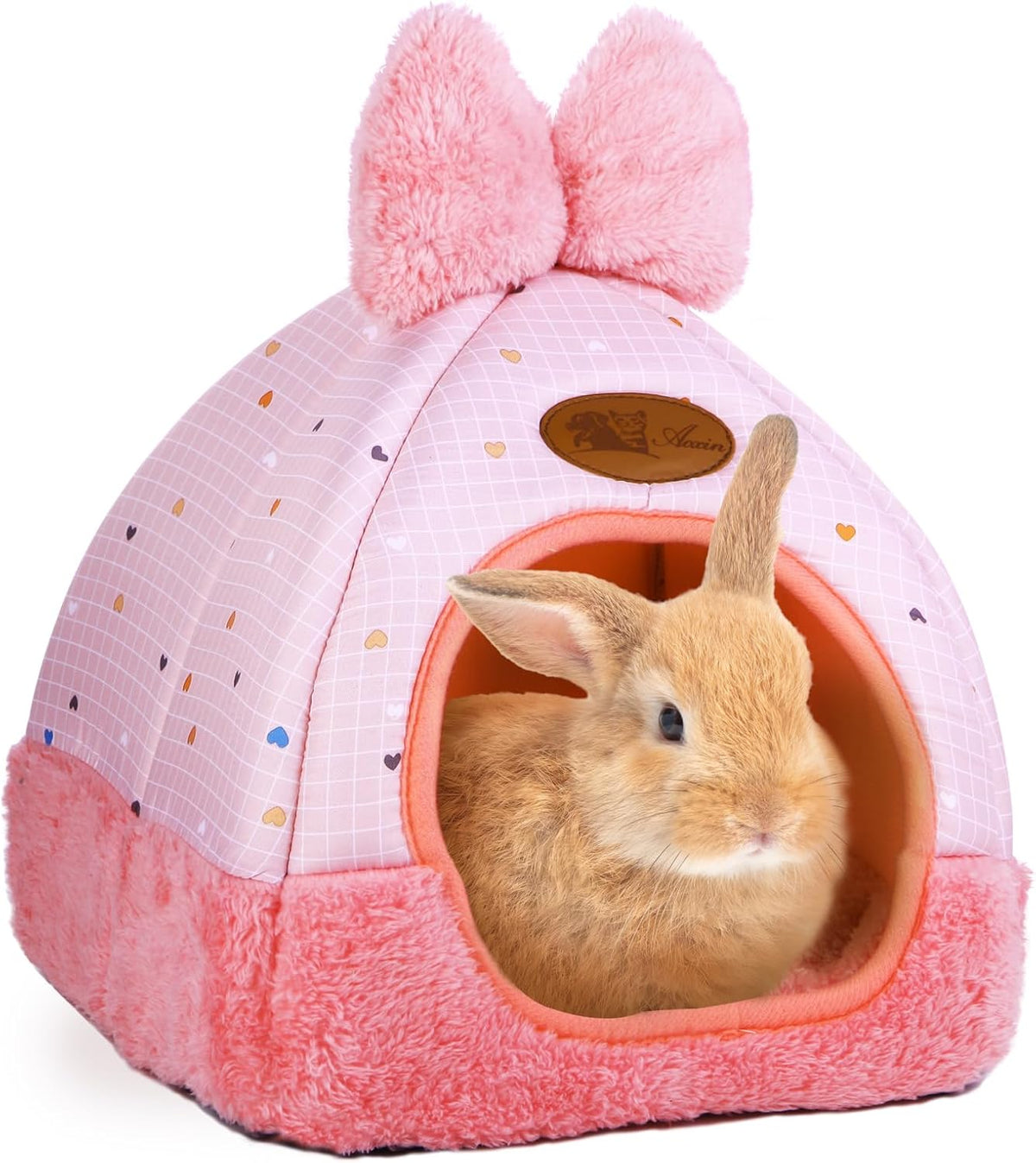 Bunny Bed Hideout House Cage Accessory for Rabbit Guinea Pig Hamster Cozy and Warm Rabbit Bed with Cute Bowknot Design