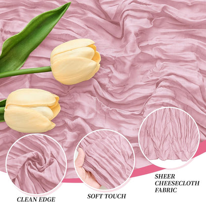 18 Pack Pink Cheesecloth Table Runner 21.5x120 Inch, Semi Sheer Boho Gauze Cheese Cloth Fabric Table Runners 10 FT Long for Wedding Party Baby Shower Birthday Home Decor