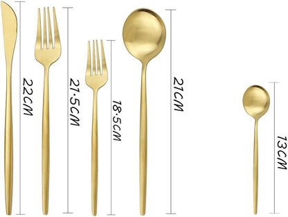 5/20/30/40/50/60pcs Pink Gold Stainless Steel Cutlery Set Portuguese Matte Cutlery Tea Spoon(Pink Gold,1Set-5Pcs)