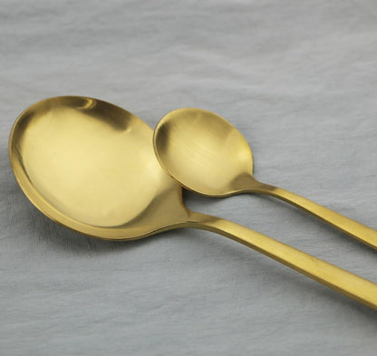 5/20/30/40/50/60pcs Pink Gold Stainless Steel Cutlery Set Portuguese Matte Cutlery Tea Spoon(Pink Gold,1Set-5Pcs)