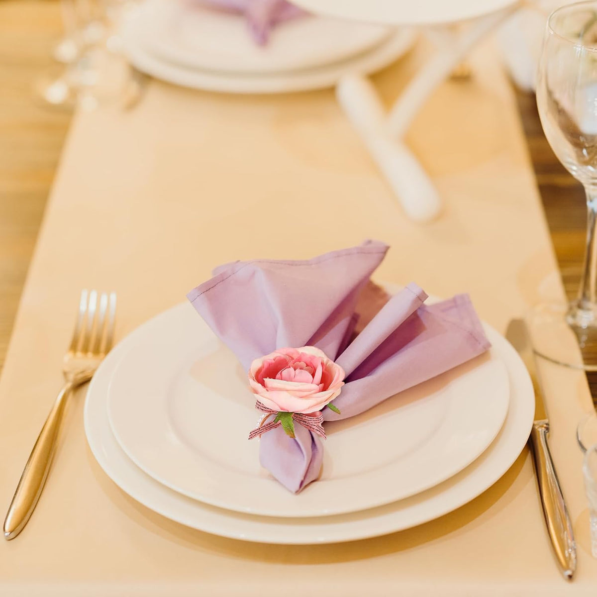 Pink Flower Napkin Rings Set of 12 Rose Pearl Napkins Holders Rustic Dinner Table Rings for Wedding Party Banquet Birthday Table Decor, 1.9 x 4.1 in