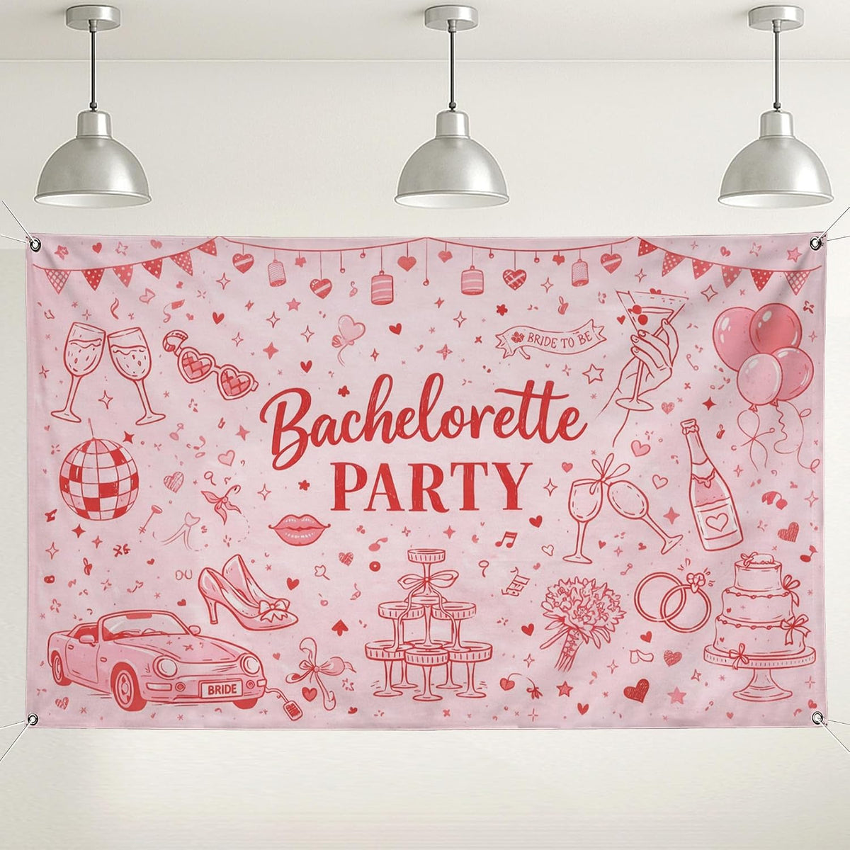 Bachelorette Party Backdrop, Cute Peach Celebration Decorations, Fun Retro Design for Bridal Shower Photo Booth, Festive Indoor/Outdoor Event Supplies 71x43 Inch