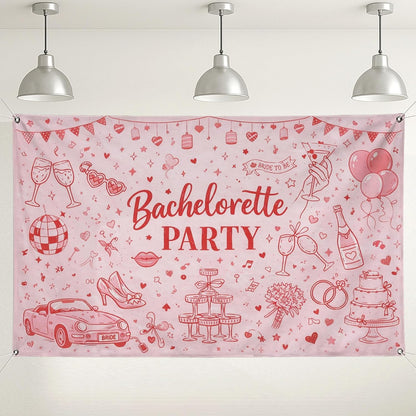 Bachelorette Party Backdrop, Cute Peach Celebration Decorations, Fun Retro Design for Bridal Shower Photo Booth, Festive Indoor/Outdoor Event Supplies 71x43 Inch