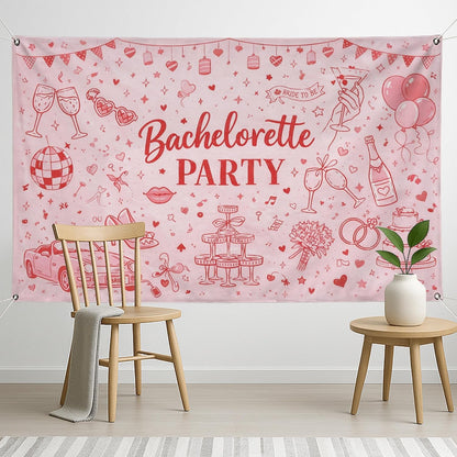 Bachelorette Party Backdrop, Cute Peach Celebration Decorations, Fun Retro Design for Bridal Shower Photo Booth, Festive Indoor/Outdoor Event Supplies 71x43 Inch