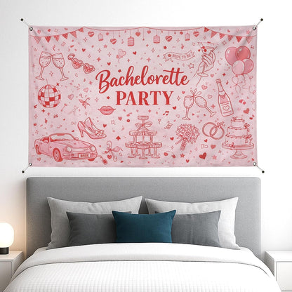 Bachelorette Party Backdrop, Cute Peach Celebration Decorations, Fun Retro Design for Bridal Shower Photo Booth, Festive Indoor/Outdoor Event Supplies 71x43 Inch