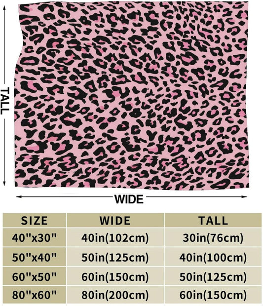 Black and Pink Leopard Throw Blankets All Season Ultra Soft Warm Fleece Blanket for Home Bed Sofa Couch Chair Outdoor Travel Camping 40x30 Inch