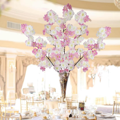 2 Pcs Artificial Cherry Blossom Flowers Branches Pink Faux Cherry Blossom Long Stem 41" Silk Cherry Blossom Tree Tall Fake Flower Arrangement for Home Wedding Centerpieces Spring Indoor Decor