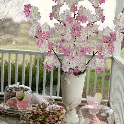 2 Pcs Artificial Cherry Blossom Flowers Branches Pink Faux Cherry Blossom Long Stem 41" Silk Cherry Blossom Tree Tall Fake Flower Arrangement for Home Wedding Centerpieces Spring Indoor Decor