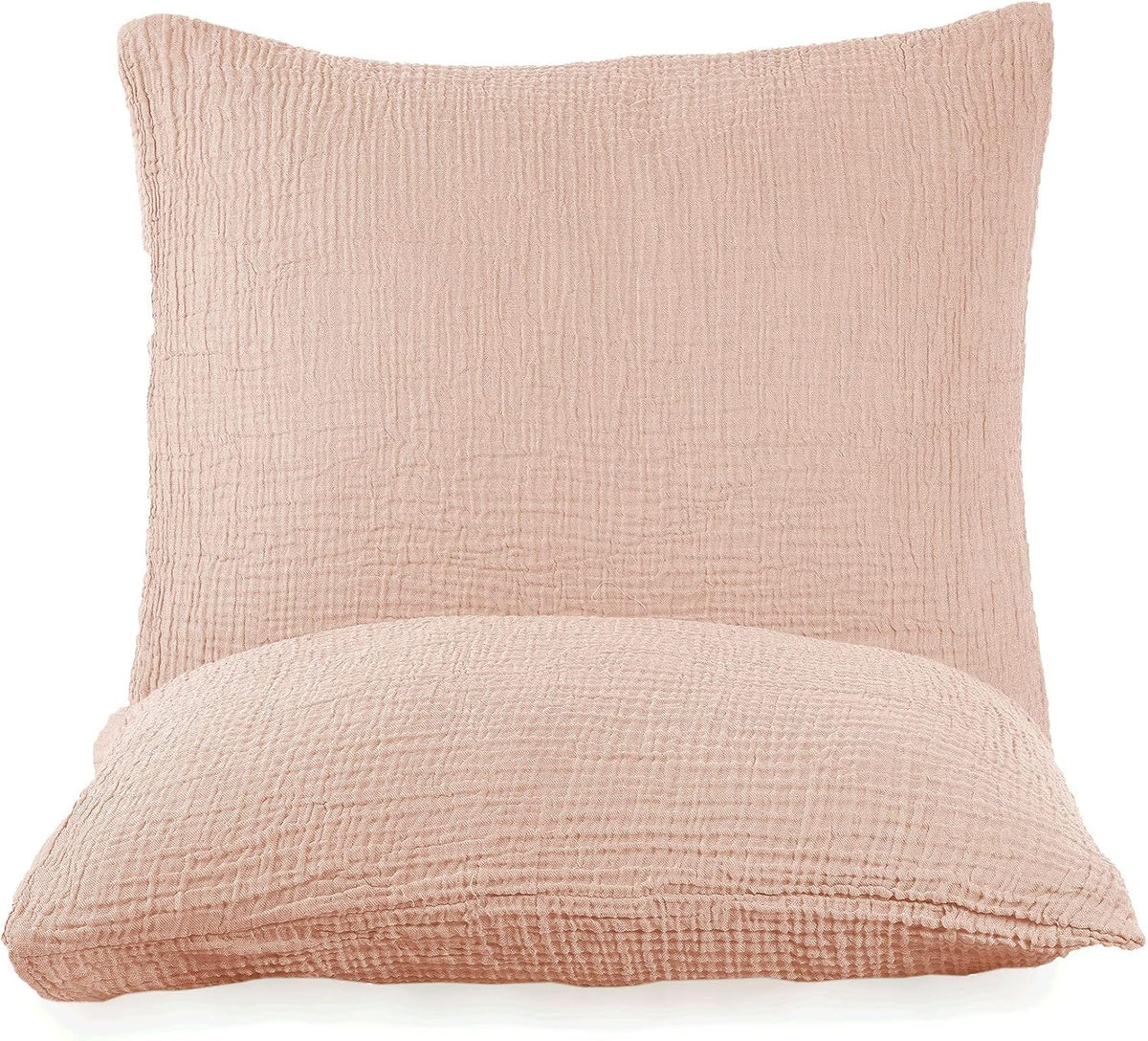 Organic Cotton US Standard Pillowcases Set of 2 (20 x 26 Inches) – 4-Layer Muslin, Ultra Soft & Breathable, No Ironing Required, Lightweight Pre-Washed Pillow Covers (Soft Pink)