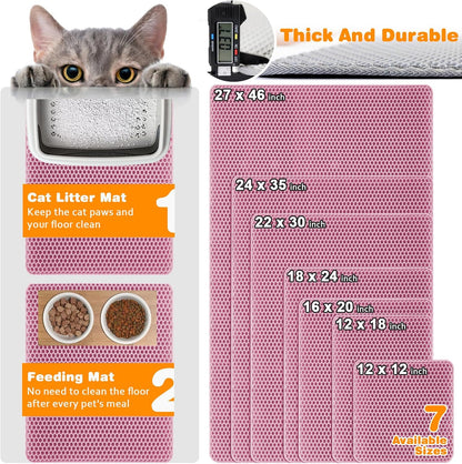 Cat Litter Mat 12"x18",Double Layer EVA litterbox Mat, Pink