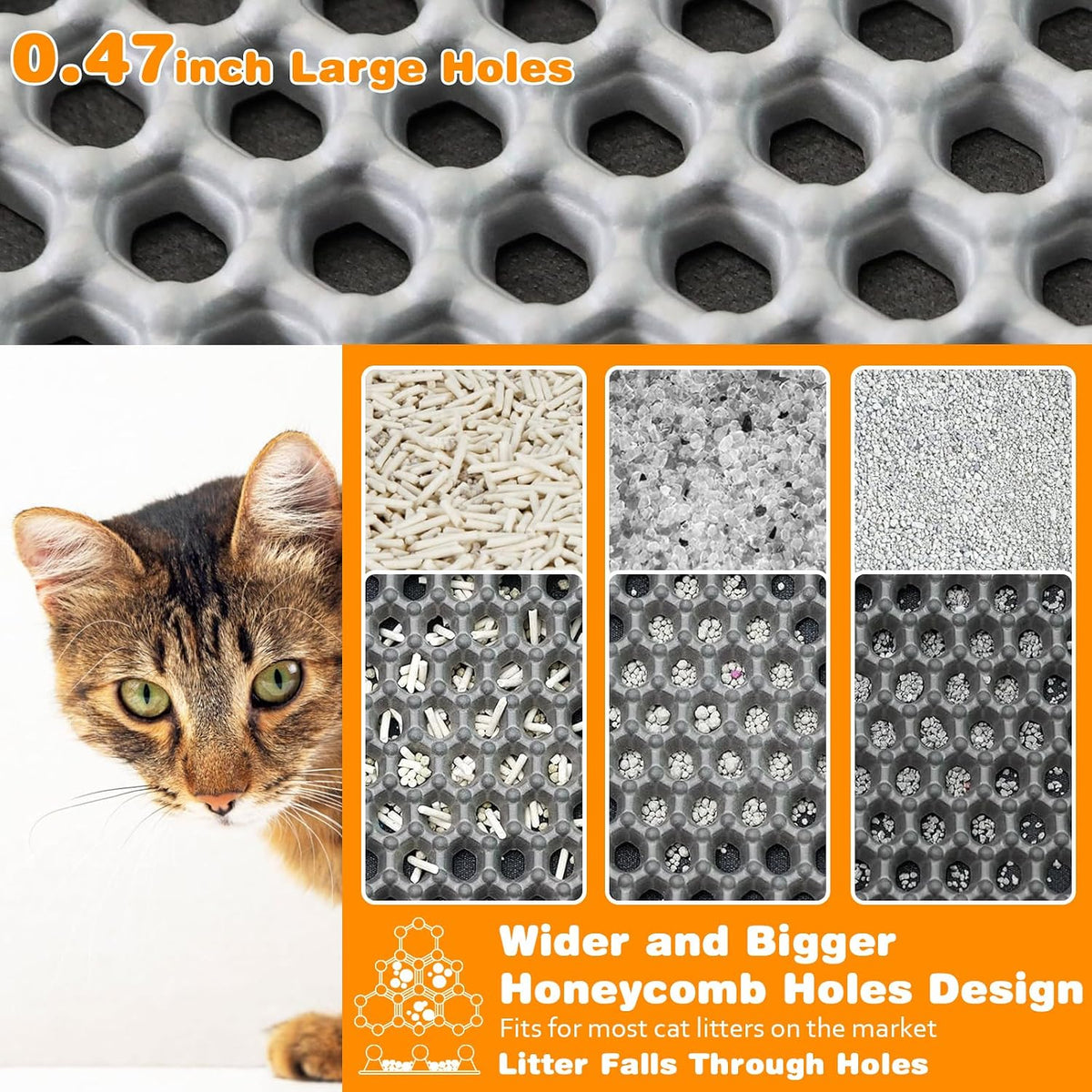 Cat Litter Mat 12"x18",Double Layer EVA litterbox Mat, Pink