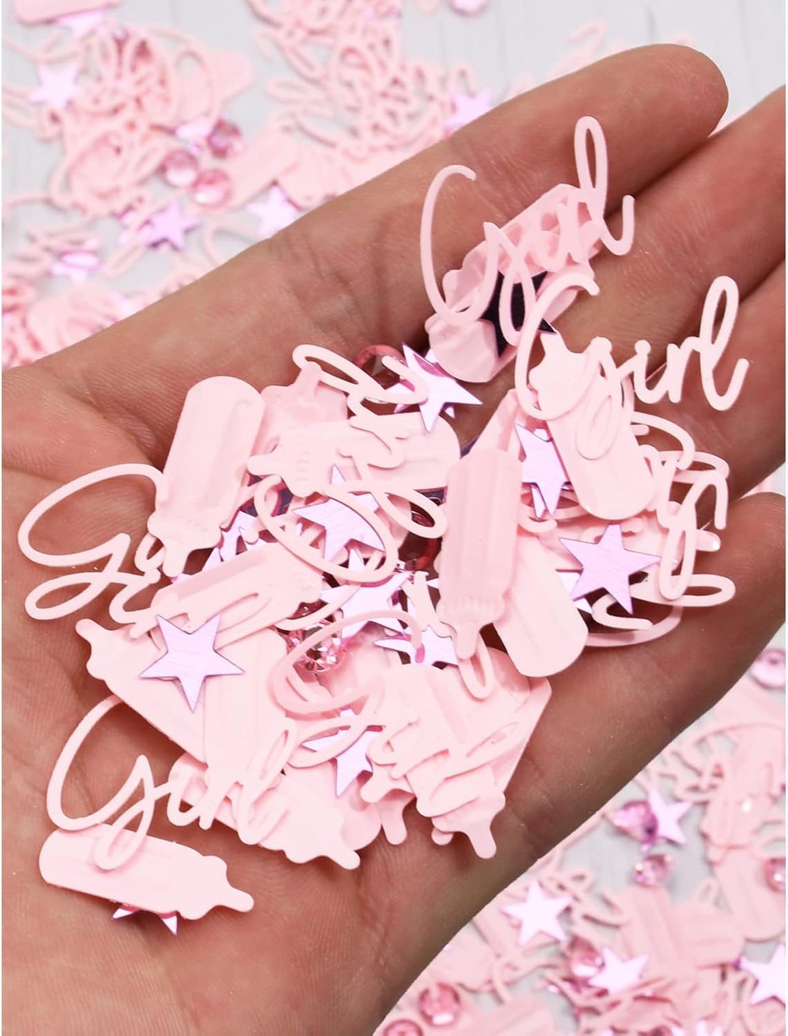 Baby Shower Decorations Confetti Baby Pink Girls Table Decor Confetti for Baby Shower Gender Reveal Party Supplies (Pink)