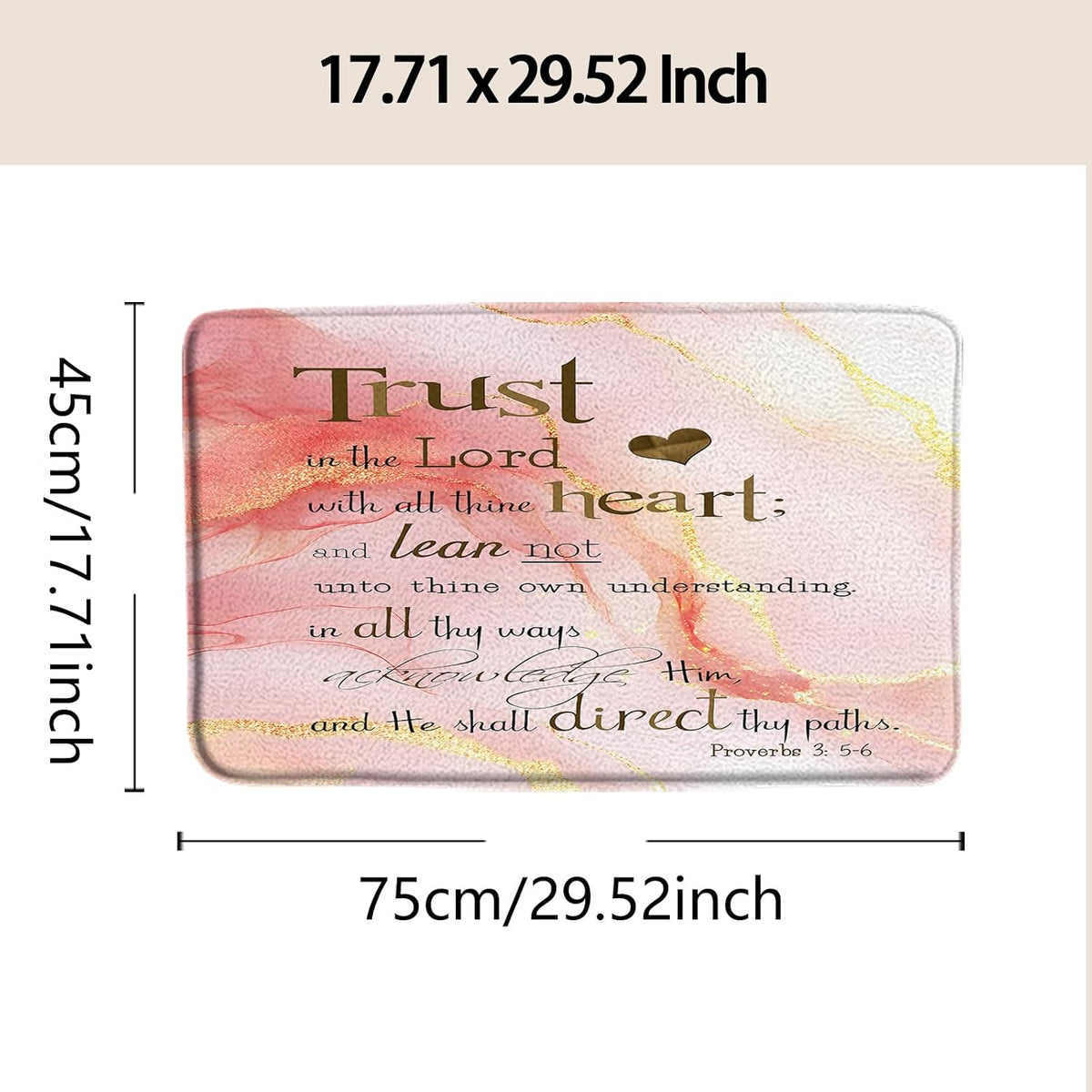 Marble and Inspirational Quotes Bath Rugs Flannel Mat 17.71 x 29.52 Inch