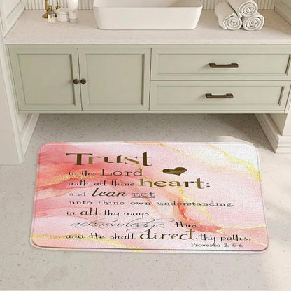 Marble and Inspirational Quotes Bath Rugs Flannel Mat 17.71 x 29.52 Inch